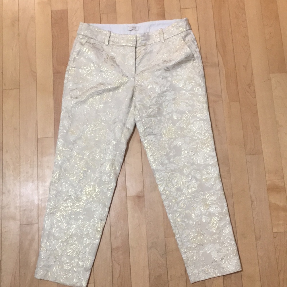 J.Crew Gold Jacquard Pants 6